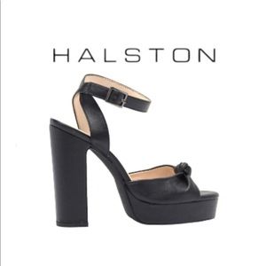 H Halston Womens Venice Vegan Leather Ankle Strap Platform Heels size 8.5